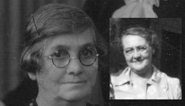 composite photograph of faces of two ladies with glasses
