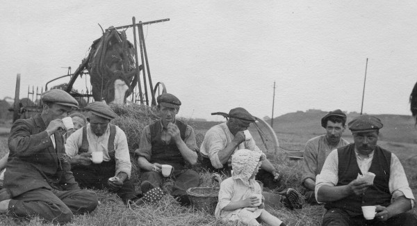 group of farm harvesters taking a break