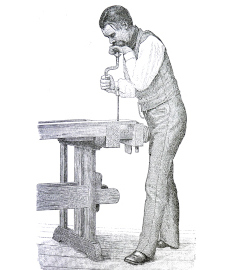 Carpenter using a hand brace