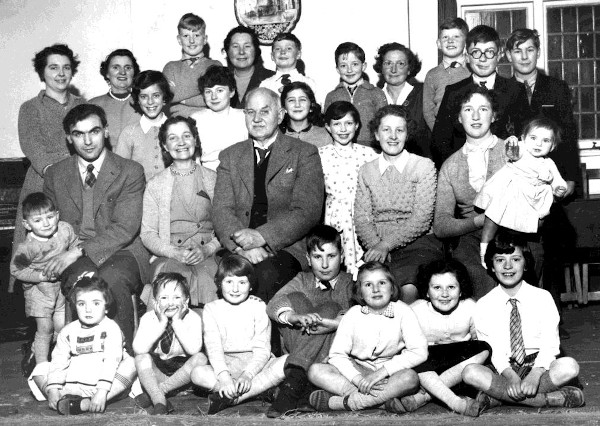 formal group of adults and children