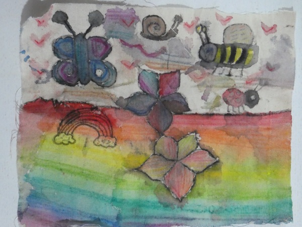 butterfly, bee and flower