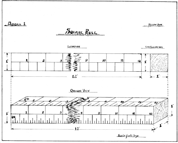 engineering drawing of square ruler