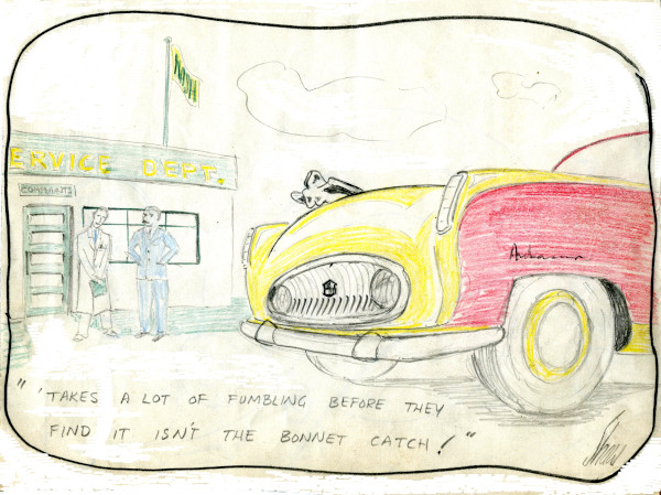 two car salesman discuss nash rambler customers