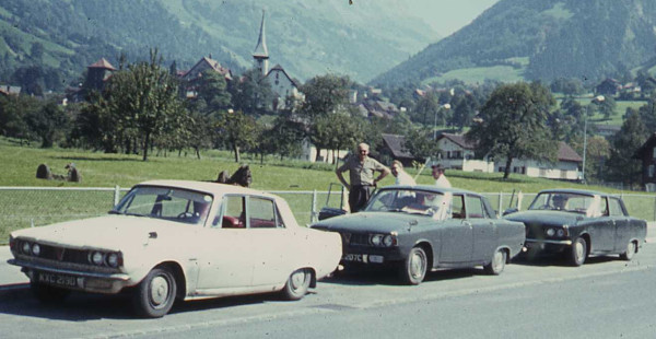 three parked cars