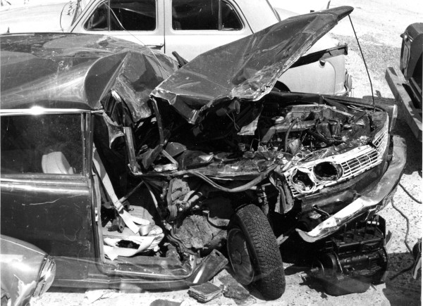 car with severe frontal collision damage